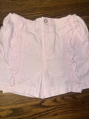Little English Pink Striped Seersucker Ruffle Shorts